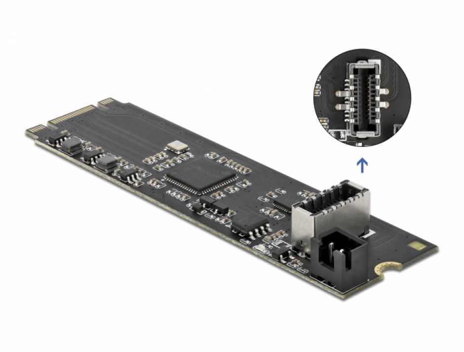 Imagine Convertor M.2 Key B+M cu un port intern USB 3.2 Gen 2 key A 20 pini T-M, Delock 63330