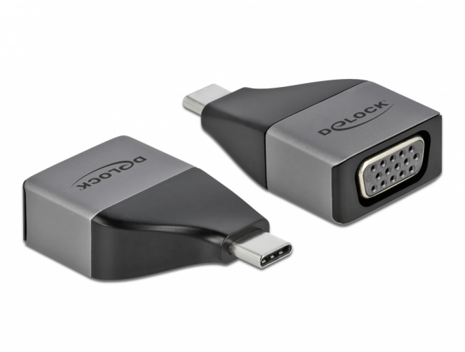 Imagine Adaptor USB 3.2-C Gen1 la VGA (DP Alt Mode) 1080p, Delock 64002