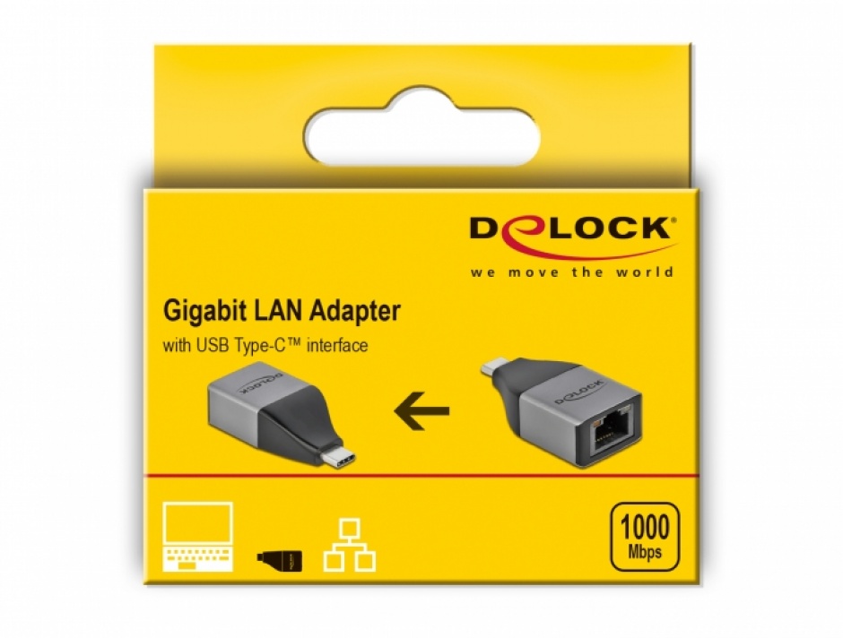 Imagine Adaptor USB 3.2-C Gen1 la Gigabit LAN, Delock 64118