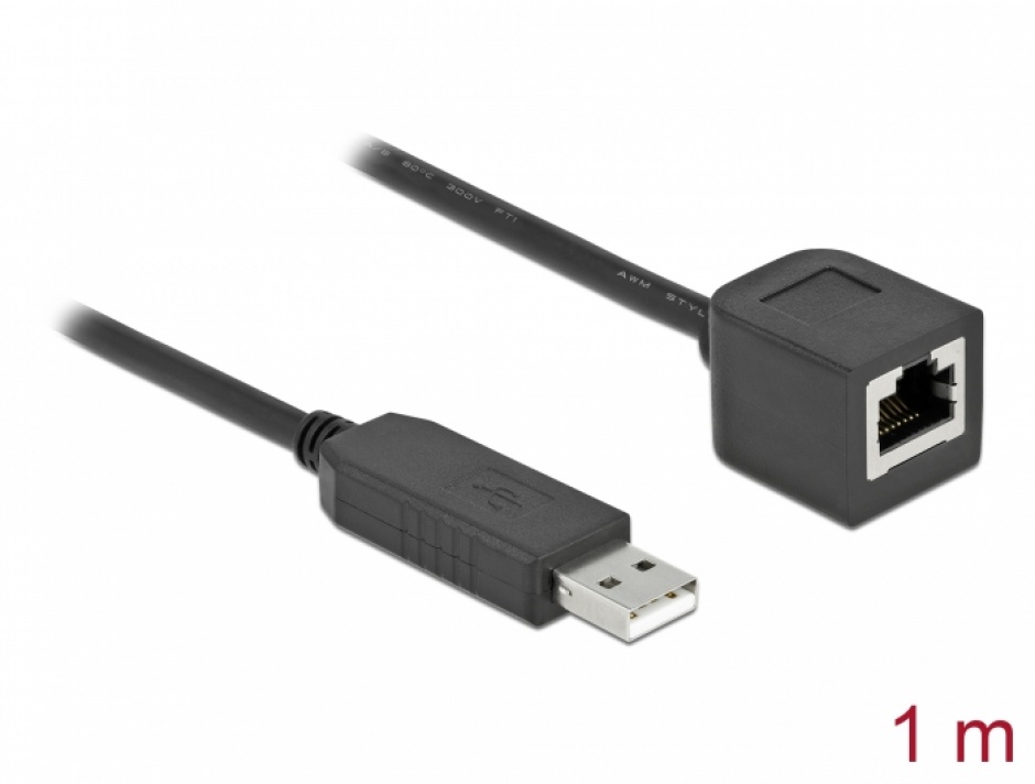 Imagine Cablu USB la serial RS-232 RJ45 (pentru router Cisco) T-M 1m, Delock 64164