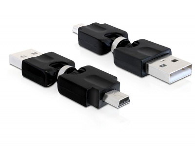 Imagine Adaptor rotativ USB 2.0 la mini USB, Delock 65259