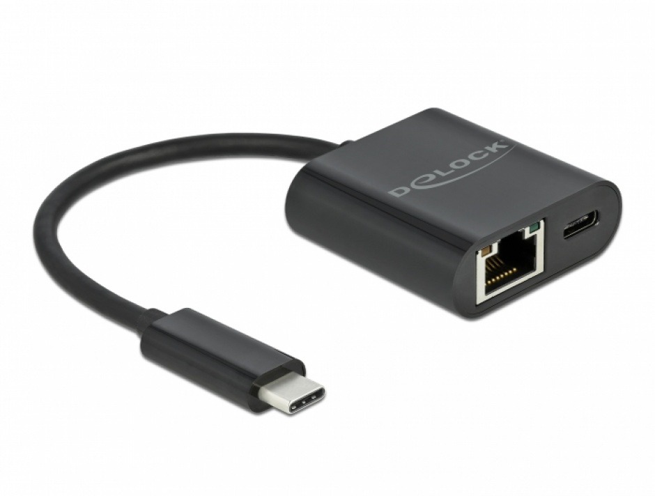 Imagine Adaptor USB 3.2 Gen 1-C la Gigabit LAN cu PD, Delock 66644