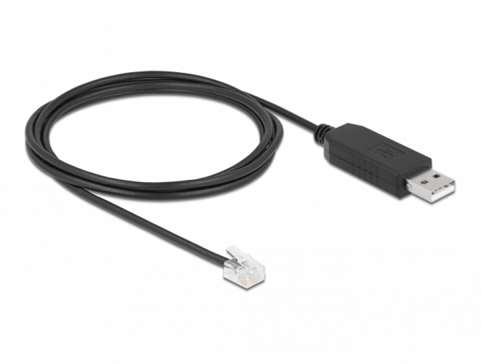 Imagine Cablu USB-A la Serial RS-232 RJ12 cu protectie ESD Leadshine 2m, Delock 66737