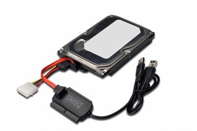 Imagine Adaptor portabil USB 2.0 la SATA/IDE HDD 2.5"+3.5", Digitus DA-70148