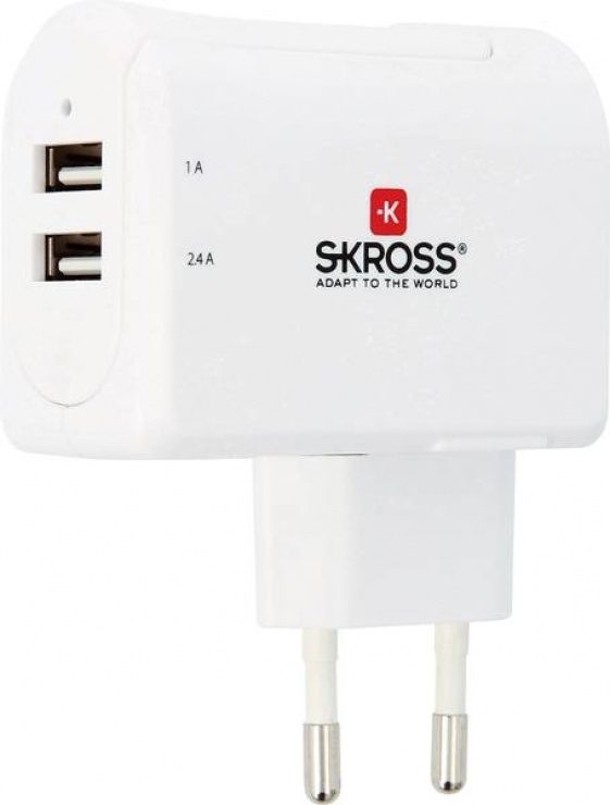 Imagine Incarcator priza cu 2 x USB 3.4A, Skross PSUP-USB-W234WE-SKRS