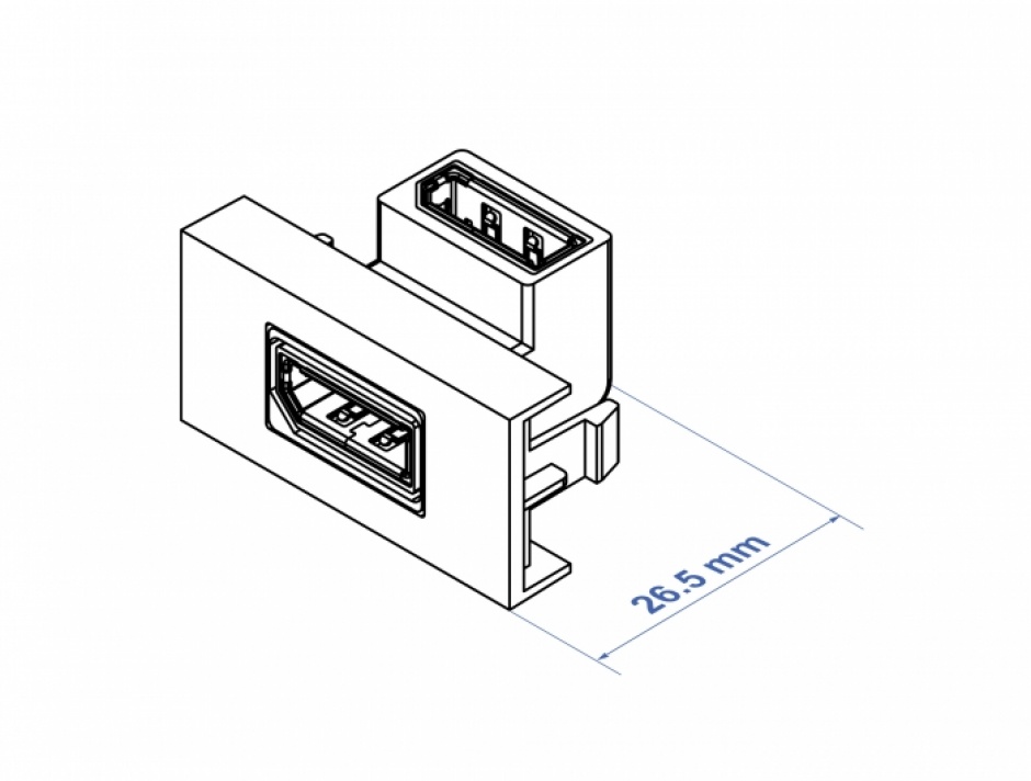 Imagine Modul Easy 45 Displayport 8K30Hz M-M unghi 90 grade 22.5 x 45 mm, Delock 81306