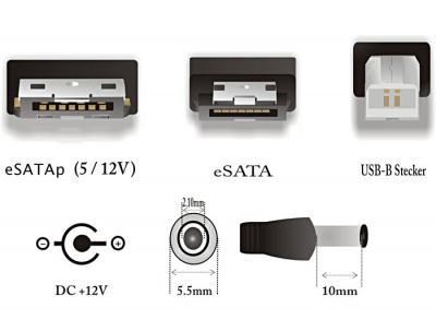 Imagine Cablu eSATApd 12V la eSATA/USB B/DC 1m, Delock 82466