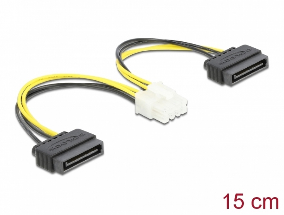 Imagine Cablu de alimentare 8 pini EPS la 2 x SATA 15cm, Delock 83020