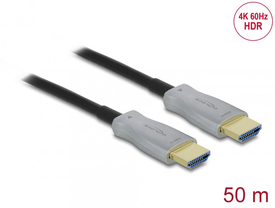 Imagine Cablu optic activ HDMI 4K60Hz HDR T-T 50m, Delock 84133