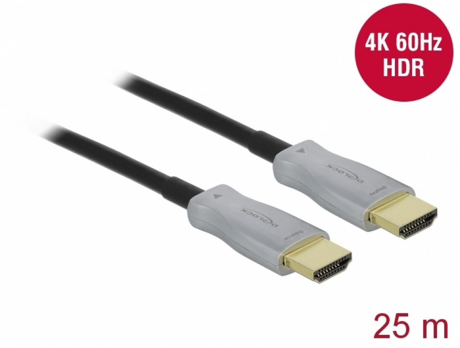 Imagine Cablu optic activ HDMI 4K60Hz HDR T-T 25m, Delock 85016