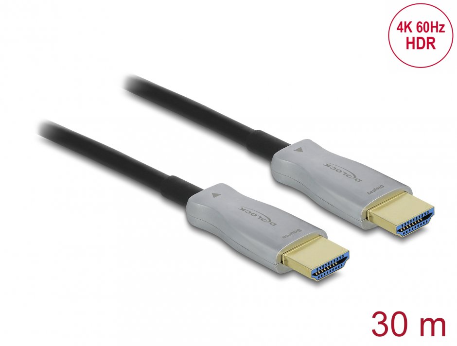 Imagine Cablu optic activ HDMI 4K60Hz HDR T-T 30m, Delock 85049