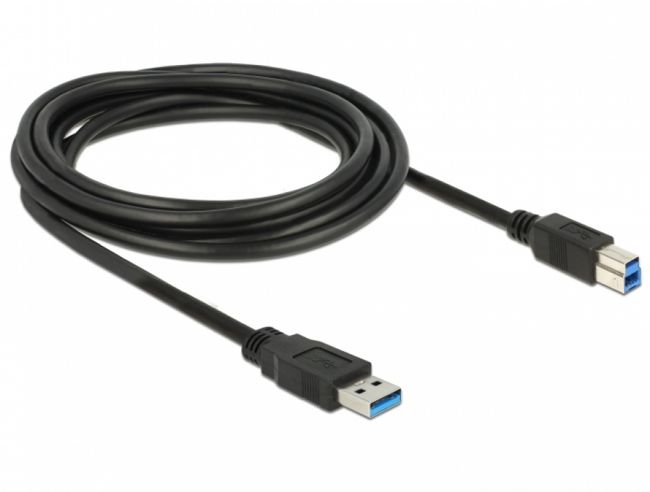 Imagine Cablu USB 3.0 tip A - B 3m T-T Negru, Delock 85069
