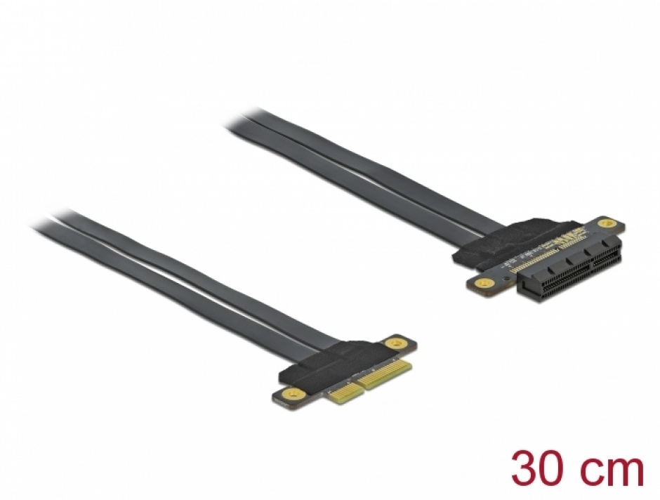 Imagine Riser Card PCI Express x4 la x4 + cablu flexibil 30cm, Delock 85768