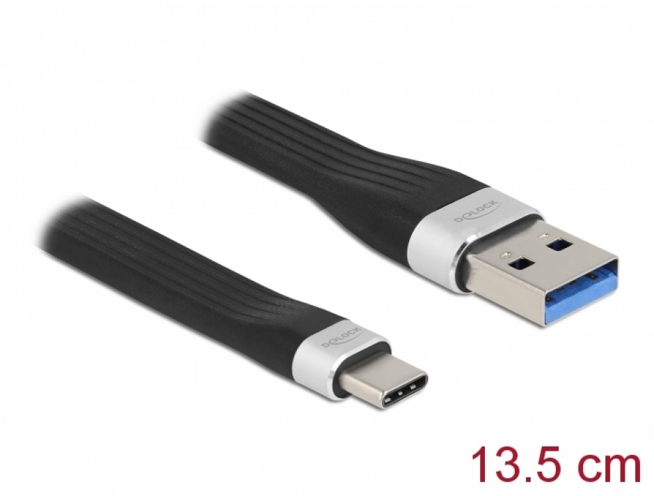 Imagine Cablu USB 3.2 Gen 1-A la type C FPC Flat Ribbon PD 3A 13.5cm, Delock 85771