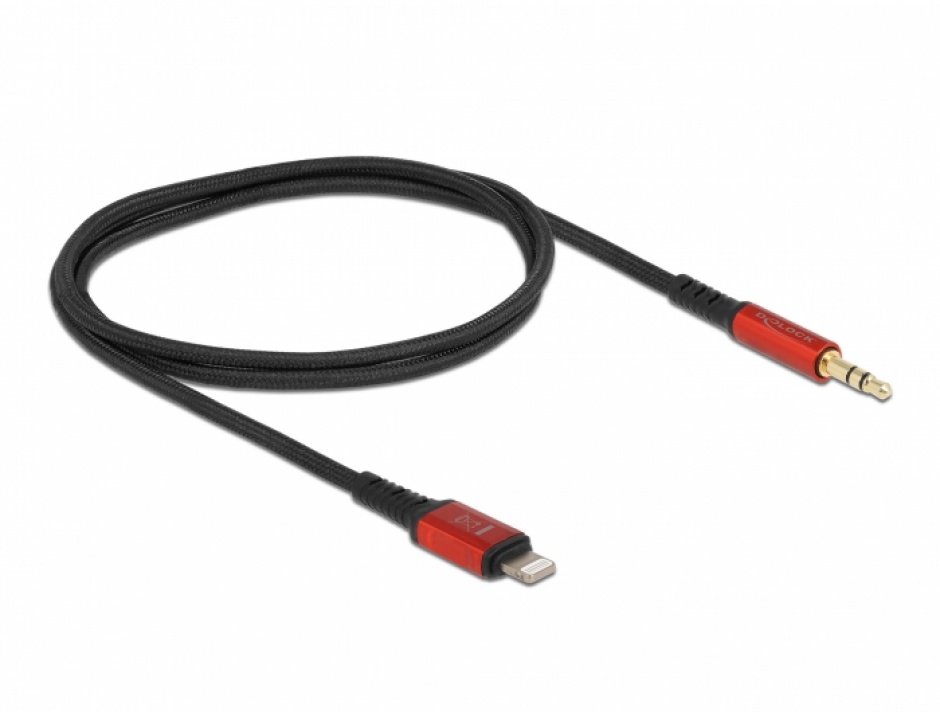 Imagine Cablu audio 8 pini Lightning MFI la jack stereo 3.5 mm 3 pini 0.5m, Delock 86586