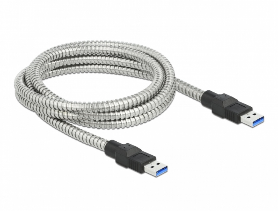 Imagine Cablu USB 3.2-A Gen 1 la USB-A T-T izolatie metalica 2m, Delock 86776