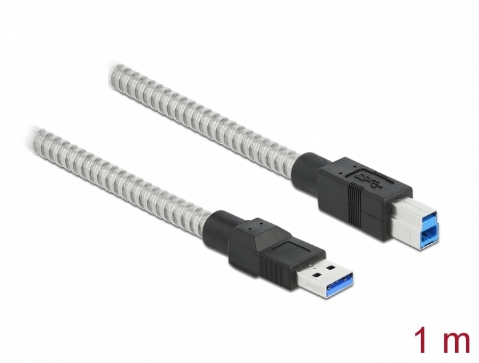 Imagine Cablu USB 3.2-A Gen 1 la USB-B T-T izolatie metalica 1m, Delock 86778