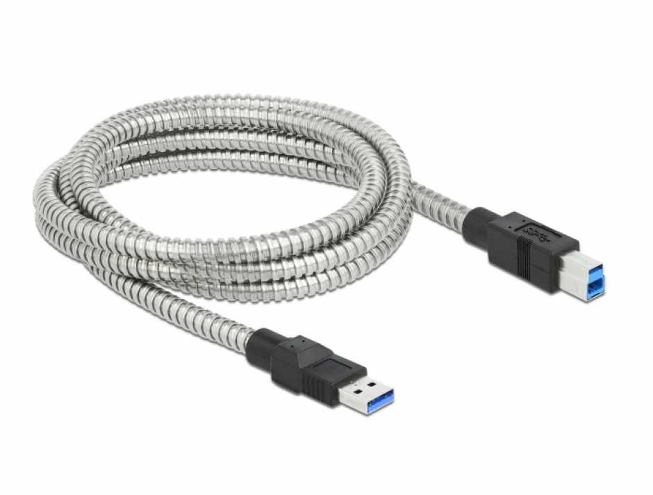 Imagine Cablu USB 3.2-A Gen 1 la USB-B T-T izolatie metalica 2m, Delock 86779