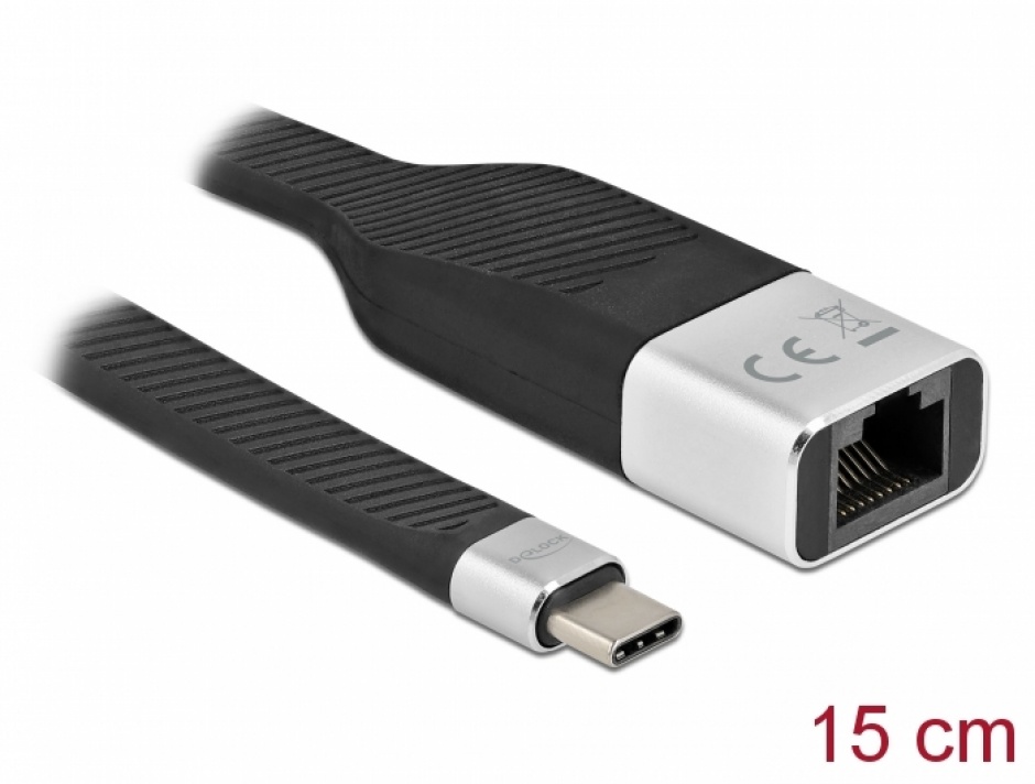 Imagine Adaptor FPC Flat USB 3.2 Gen1-C la Gigabit LAN 15cm, Delock 86936