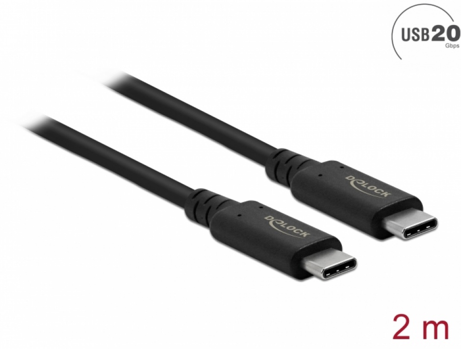 Imagine Cablu USB-C 4 (Gen 2x2) 4K60Hz/PD 100W T-T 2m, Delock 86980