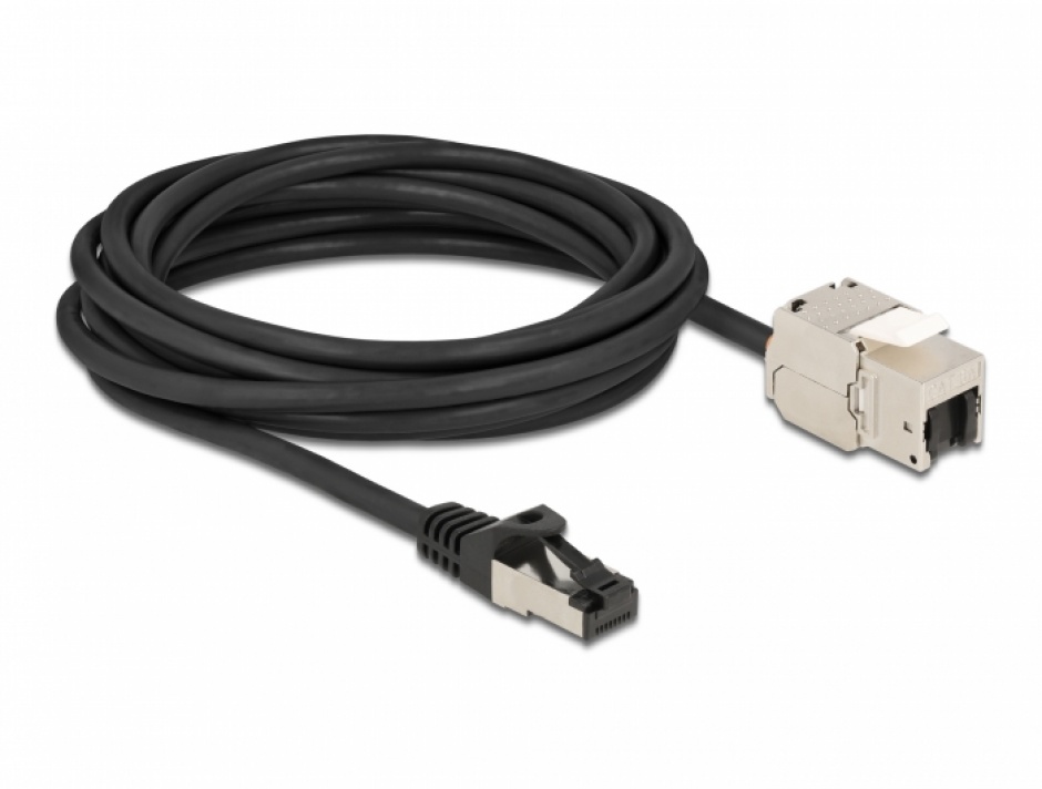 Imagine Cablu prelungitor retea RJ45 S/FTP Cat.6A 5m Negru, Delock 87030