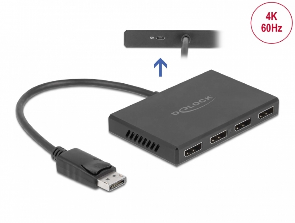 Imagine Multiplicator DisplayPort v1.4 cu 4 porturi MST, Delock 87794