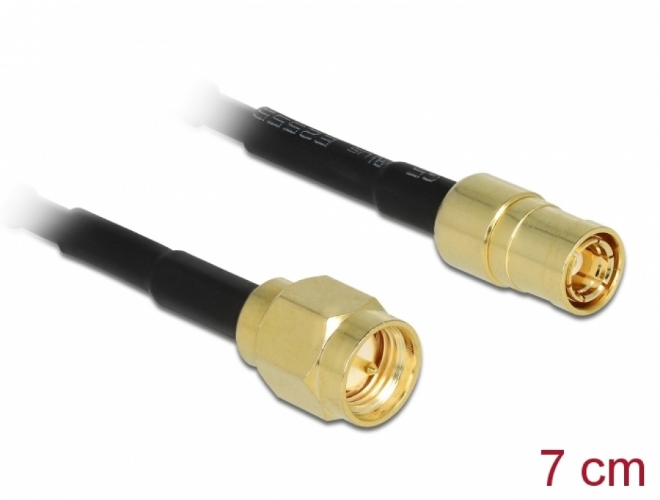 Imagine Cablu antena SMA plug la SMB Plug 70mm, Delock 88474