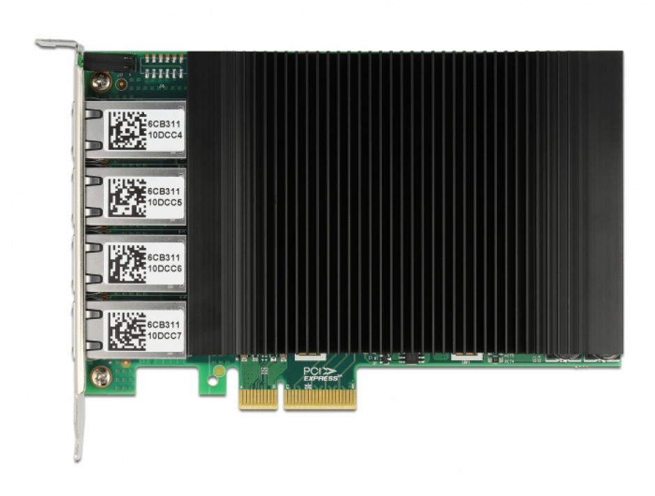 Imagine PCI Express x4 cu 4 x RJ45 Gigabit LAN PoE+ Intel i350, Delock 88501