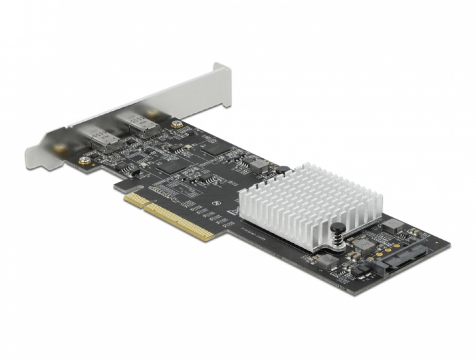 Imagine PCI Express cu 2 porturi externe SuperSpeed USB 20 Gbps (USB 3.2 Gen 2x2)-C LPFF, Delock 89009 