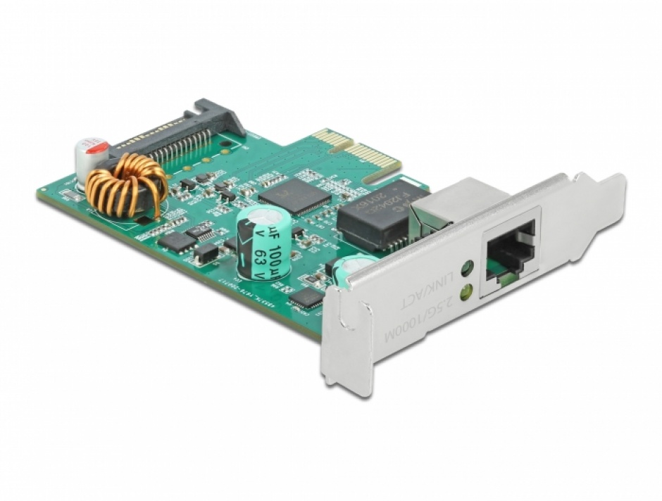 Imagine PCI Express x1 la 1 x RJ45 2.5 Gigabit LAN PoE+ RTL8125, Delock 89139