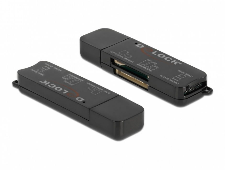 Imagine Cititor de carduri USB 3.2-A Gen1 pentru SD/Micro SD/MS, Delock  91757