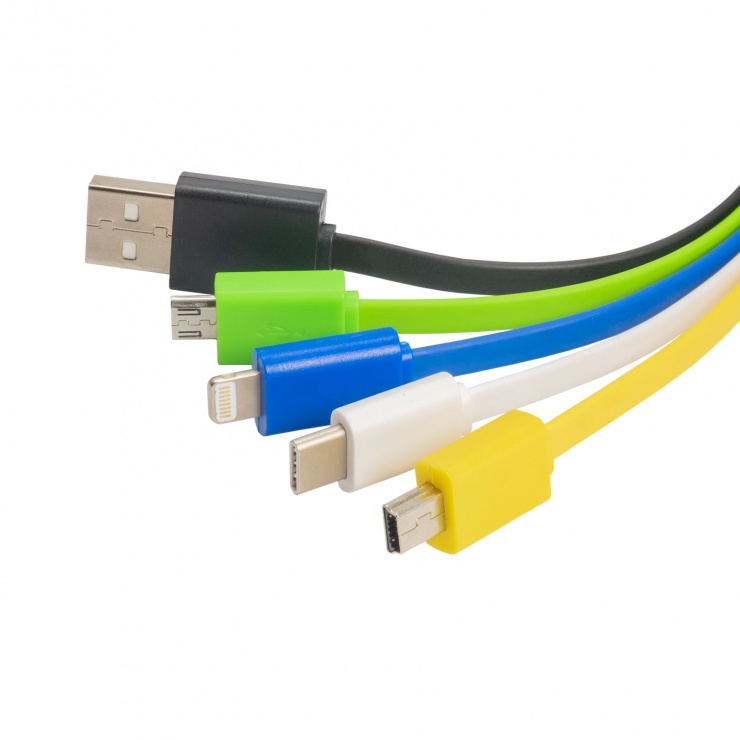 Imagine Cablu de incarcare USB-A la Lightning/USB type C/micro USB/mini USB, AK-AD-51
