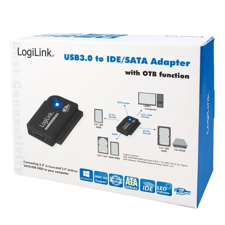 Imagine Adaptor USB 3.0 la SATA/IDE pentru HDD 2.5"/3.5", Logilink AU0028A