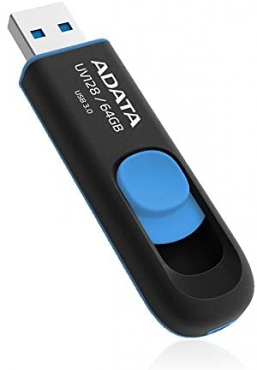 Imagine Stick USB 3.0 64GB ADATA UV128 Black&Blue, AUV128-64G-RBE