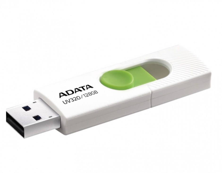 Imagine Stick USB 3.1 retractabil UV320 128GB Alb/verde, A-DATA, AUV320-128G-RWHGN