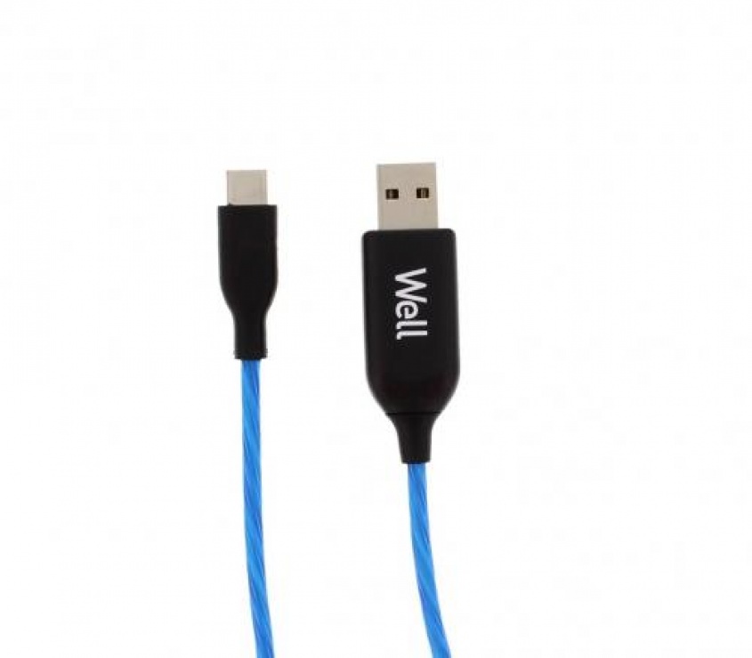 Imagine Cablu USB-A la USB-C 1m cu flux de lumina Albastru, CABLE-USB/USBC-1BE03-WL