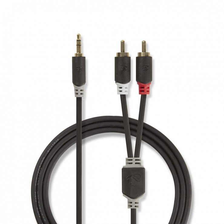 Imagine Cablu audio jack stereo 3.5mm la 2 x RCA T-T 5m, Nedis CABW22200AT50
