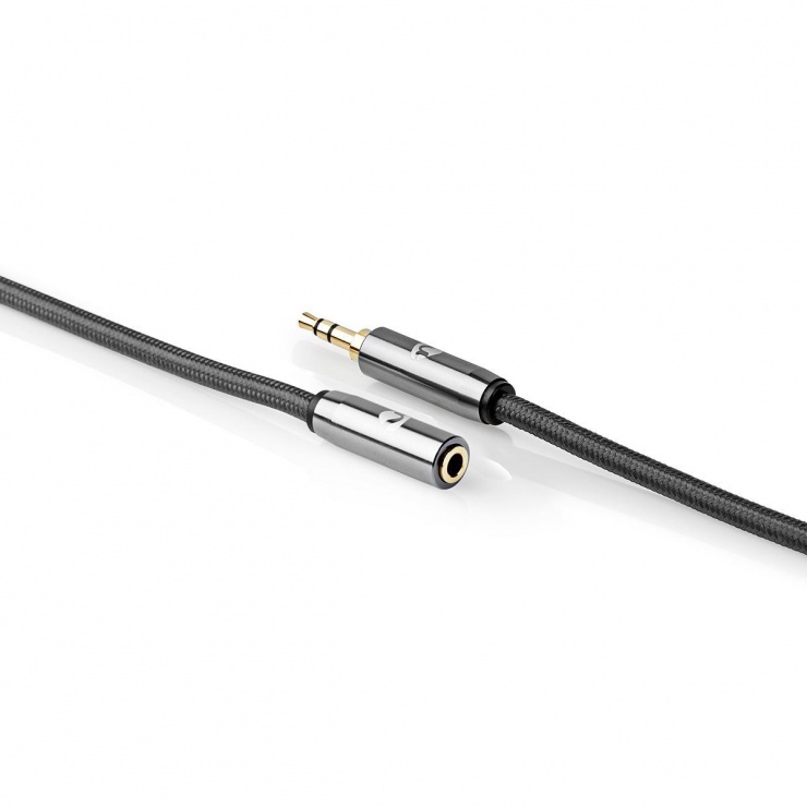 Imagine Cablu prelungitor audio jack stereo 3.5mm T-M 2m brodat, Nedis CATB22050GY20