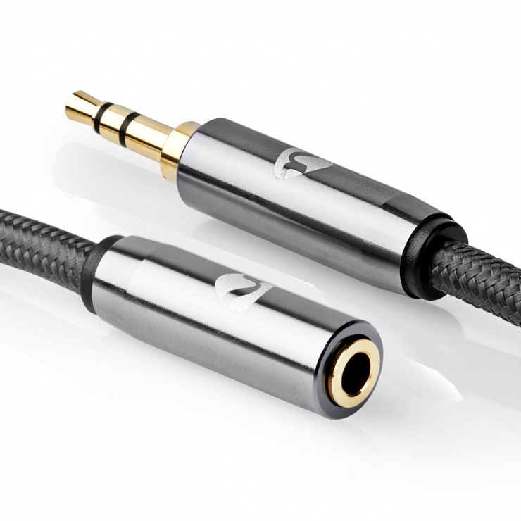 Imagine Cablu prelungitor audio jack stereo 3.5mm T-M 2m brodat, Nedis CATB22050GY20