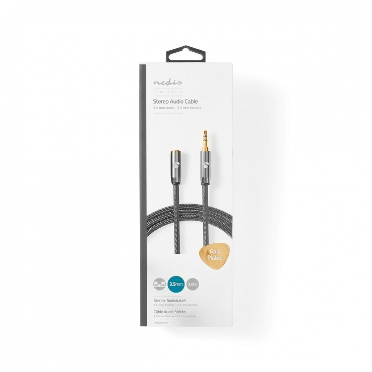 Imagine Cablu prelungitor audio jack stereo 3.5mm T-M 2m brodat, Nedis CATB22050GY20