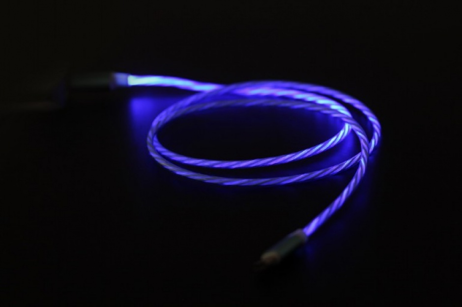 Imagine Cablu USB la iPhone Lightning LED light effect 1m. Gembird CC-USB-8PLED-1M-blue