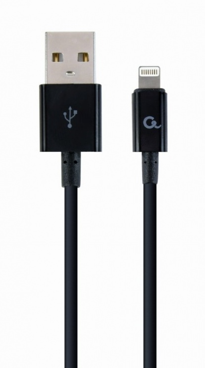 Imagine Cablu USB la iPhone Lightning 2m Negru, Gembird CC-USB2P-AMLM-2M