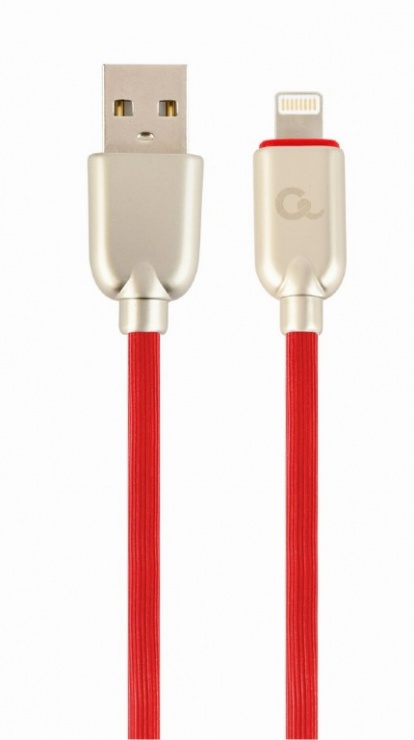 Imagine Cablu USB 2.0 la iPhone Lightning Premium 2m Rosu, Gembird CC-USB2R-AMLM-2M-R