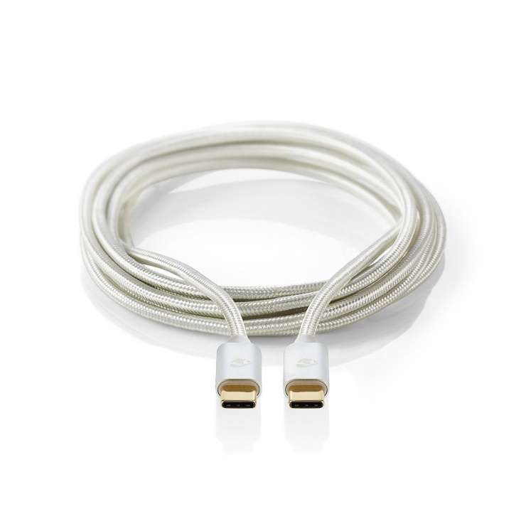 Imagine Cablu de date si incarcare USB 2.0-C la USB-C 5A T-T 2m, Nedis CCTB60800AL20