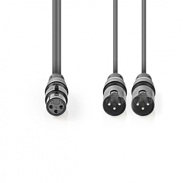 Imagine Cablu audio XLR 3 pini la 2 x XLR 3 pini M-T 1.5m, Nedis COTH15020GY15