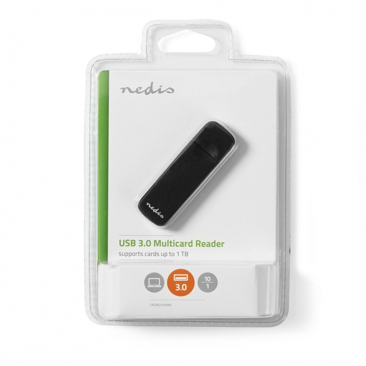 Imagine Cititor de carduri USB 3.2 la microSD/MMC / SD, Nedis CRDRU3100BK
