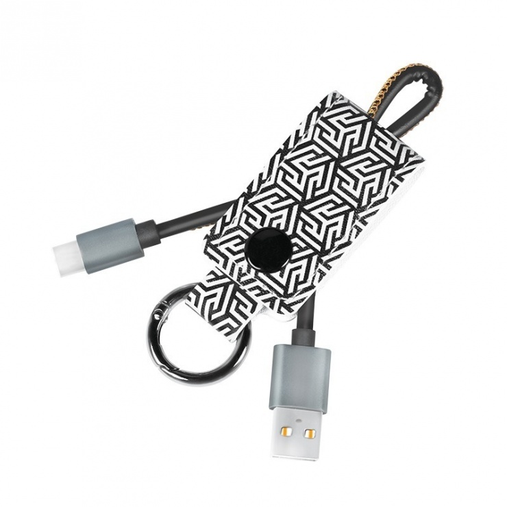 Imagine Cablu USB 2.0-A la USB-C 0.22m pentru breloc T-T Negru, Logilink CU0164