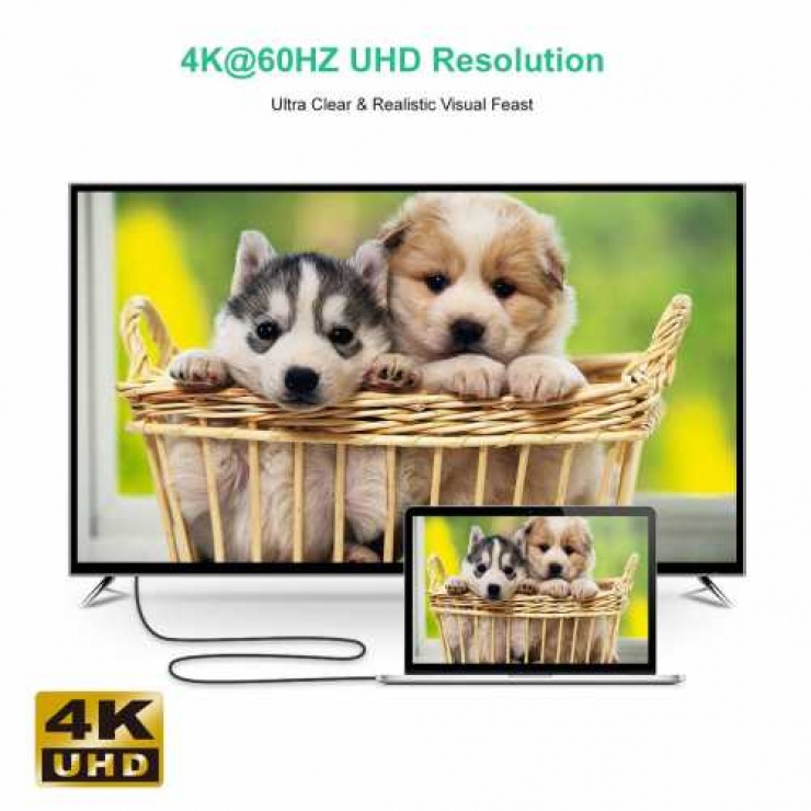 Imagine Cablu audio video USB type C unghi la HDMI 4K@60Hz T-T 1.8m, CABLE-USBC/HDMI-CH1803/1.8-CHO