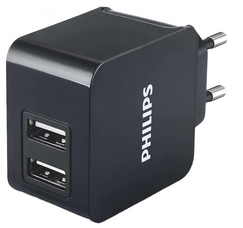 Imagine Incarcator priza 2 x USB-A 3.1A + cablu USB type C, Philips DLP2307A