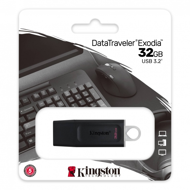 Imagine Stick USB 3.2 Gen1 Data Traveler Exodia 32GB Negru + Alb, Kingston DTX/32GB